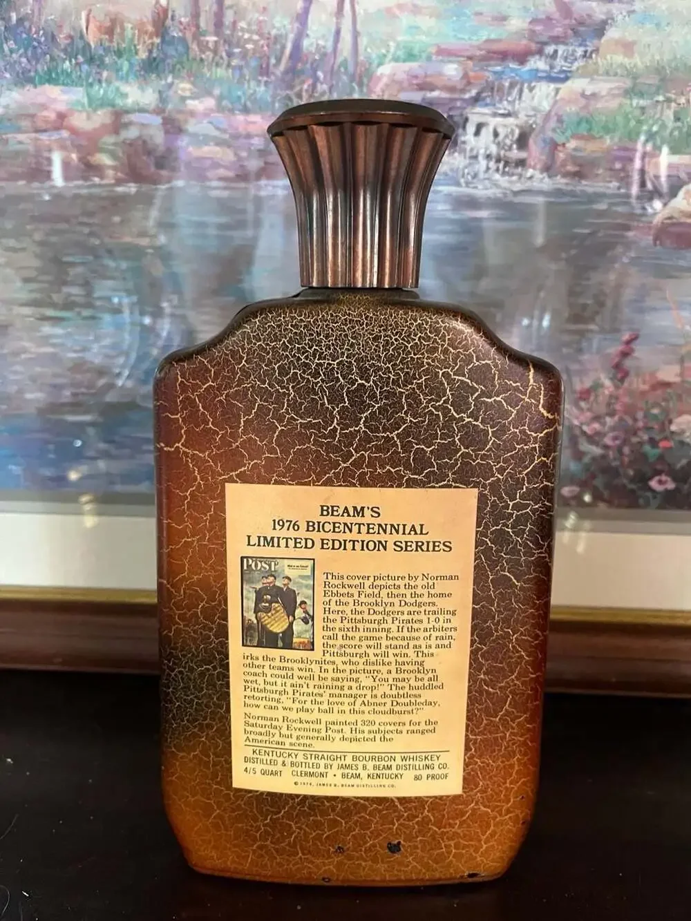 Beam's 1976 Baseball Bicentennial Ltd Edition Decanter Norman Rockwell Empty